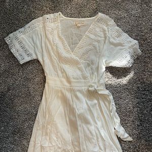 SHORT SLEEVE CROCHET HIGH LOW WRAP MAXI